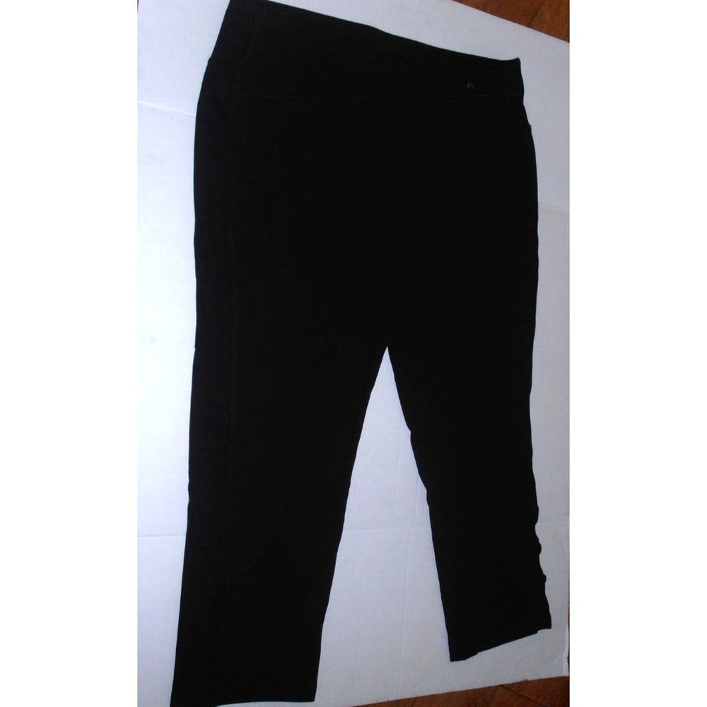 QVC Susan Graver Weekend Black Stretchy Pants Cutout Bottom Medium Petite